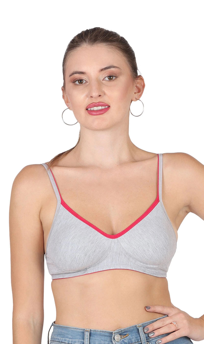 Women Full Coverage Non Padded Bra (Grey, Pink) – AAVOW