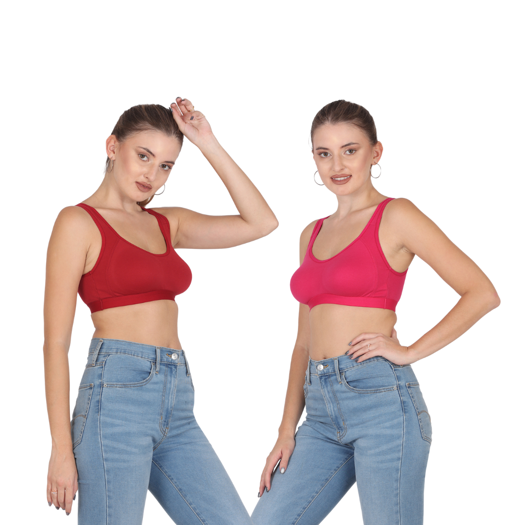 AAVOW NON-WIRED NON PADDED FULL COVERAGE LOW IMPACT SLIP ON SPORTS BRA